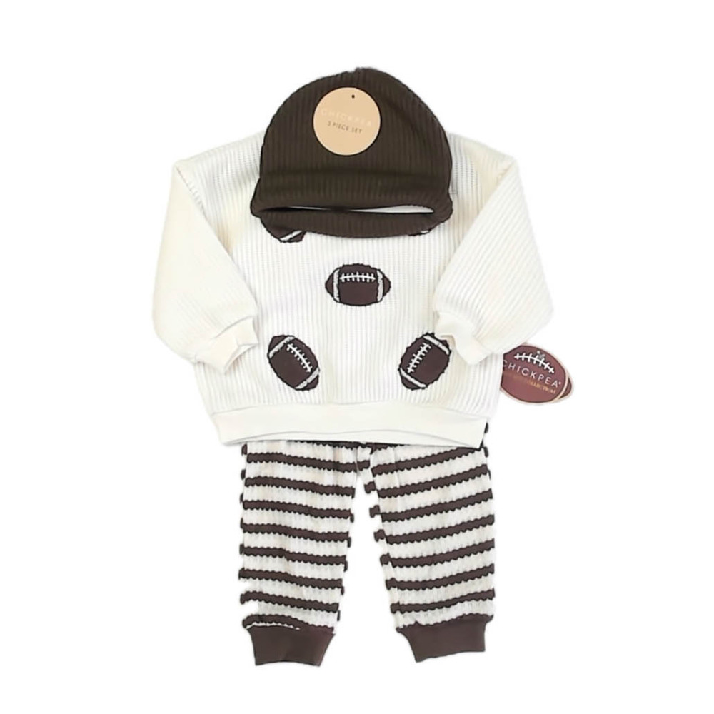 Chickpea Boys Ivory | Brown Football Apparel Sets size: 12 Months